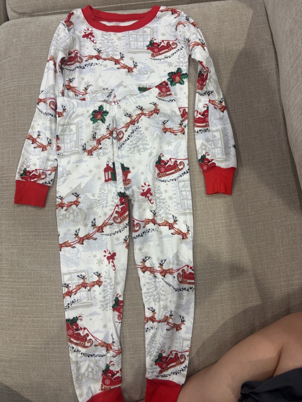 The Children's Place White Red Christmas Reindeer Pajama Set